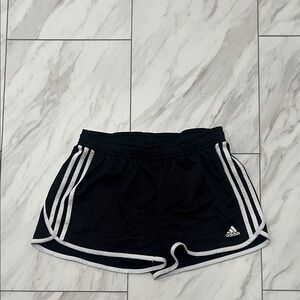 Adidas Women's Black Athletic Shorts with White Stripes